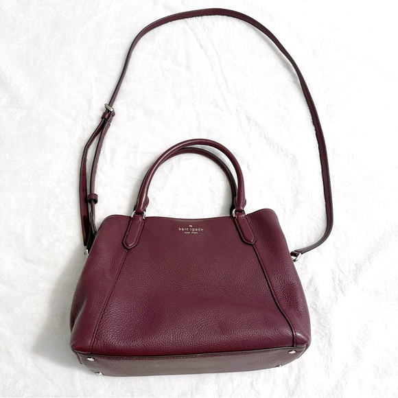 Kate Spade ♠️ JACKSON MEDIUM TRIPLE COMPARTMENT SATCHEL & MATCHING WALLET berry - Picture 13 of 15